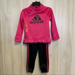 Adidas Size 6 Pink Fleece 2-Piece Running Suit